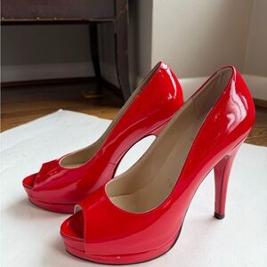 Christian Louboutin Red Peep-Toe Heels